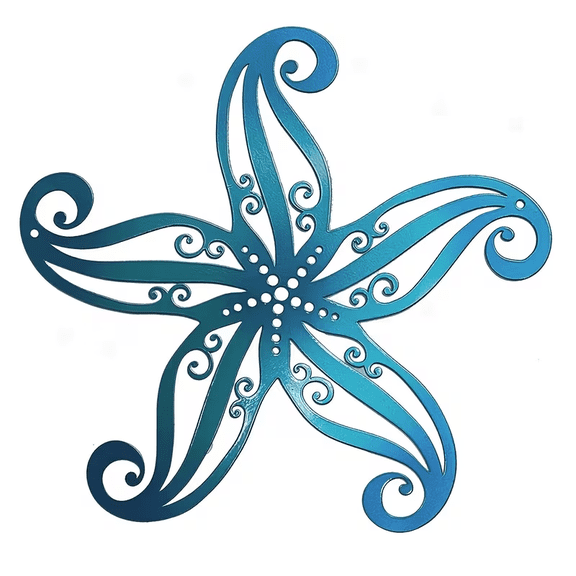 Metal Wall Art with Starfish Design, Nautical Decorative Wall Sculpture for Indoor Use
