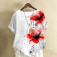 thumbnail image 1 of Weiqiqre Chemises pour Femmes Col Rond Manches Courtes Tunique à Boutons T-shirt Blouse, 1 of 4
