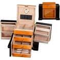 thumbnail image 5 of Baccus Desktop Cigar Humidor w/ Side Storage - High Gloss Two-Tone Finish - Capacity: 200, 5 of 11