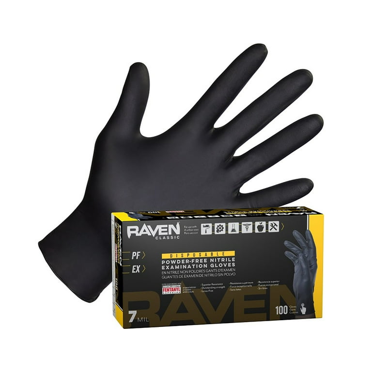 RAVEN 66519, 7 mil Nitrile Exam Grade Gloves, Powder Free, Size X