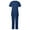 Dark Blue A, variant on Women's Scrub Sets Scrubs Solid Color Pocket Short Sleeve V neck Nursing Uniform Sets Tops and Straight Leg Pants 2PC
