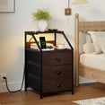 thumbnail image 3 of GUNAITO Led Nightstand Set of 2 with Charging Station Side Table with 3 Drawers End Table with Open Shelf Bedside Table with USB Ports and Outlets Nightstand for Bedroom,Brown, 3 of 11