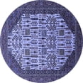 thumbnail image 1 of Ahgly Company Machine Washable Indoor Round Oriental Blue Industrial Area Rugs, 3' Round, 1 of 4