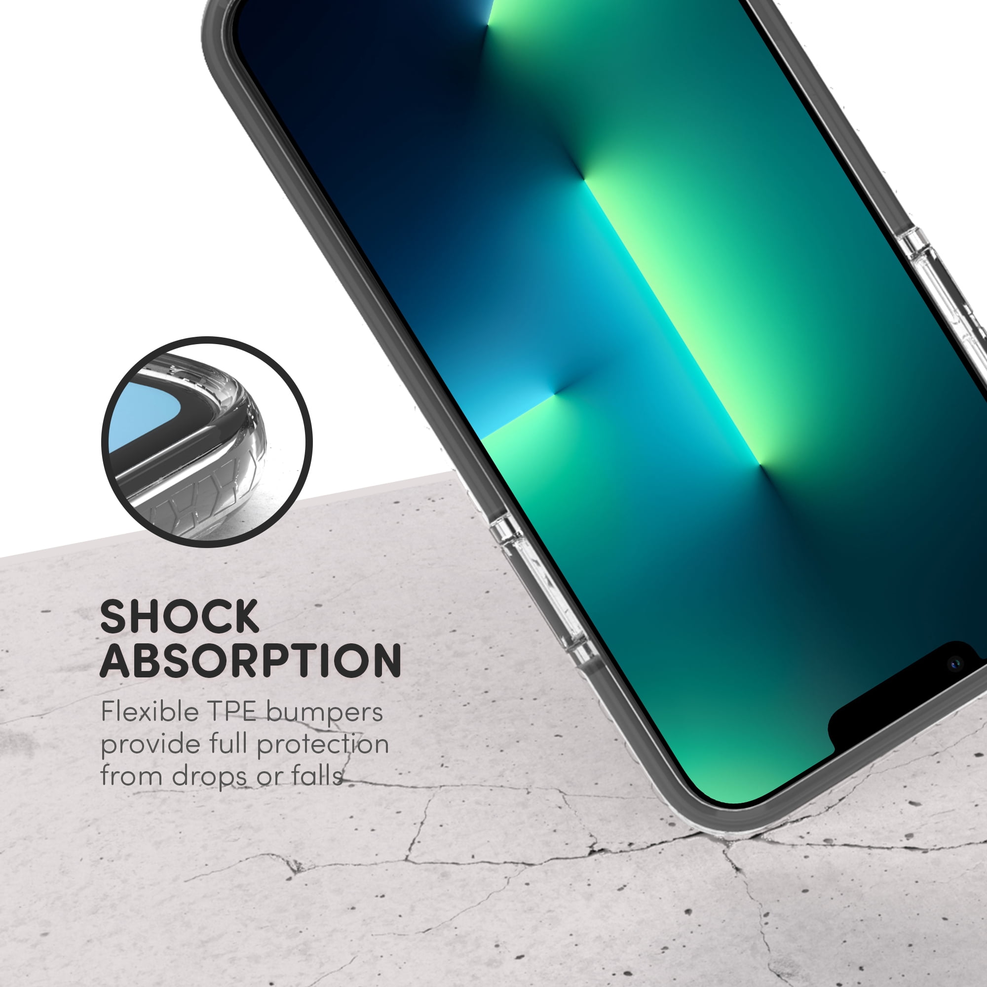 iHome iPhone 2021 6.7" Pro Max Phone Case: Premium Silicone, Lightweight, Ultra Slim, Shock Absorbent Velo Protective Case- Wireless Charging Compatible- Black