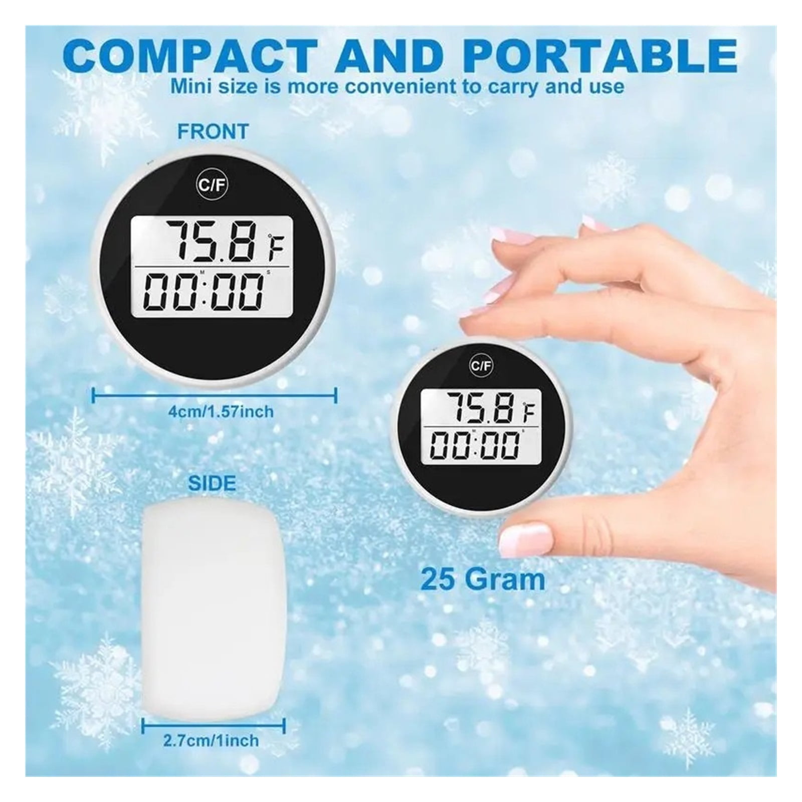 Water Bath Thermometer Floating Waterproof Ice Bath Thermometer with LED Display Waterproof Plunge