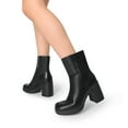 thumbnail image 7 of Women's Platform Ankle Boots Chunky High Heel Square Toe Gogo Booties Side Zipper Party Dress Shoes Comfortable, 7 of 7