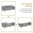 thumbnail image 4 of Futon Sofa Bed, 2021 Square Arm Sleeper Couches and Sofas with 2 Pillows, Plush Futon Sofa Sleeper for Living Room, Adjustable Back Twin Size Sofa for Small Space, Apartment, Condo, Light Grey, SS383, 4 of 9