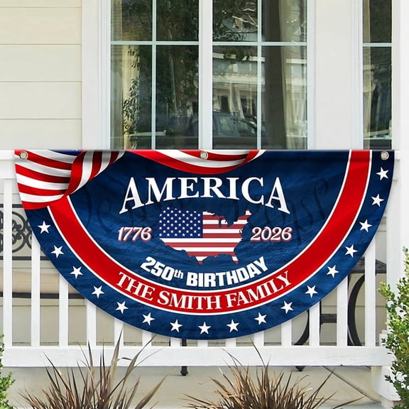250th Anniversary Flag, 1.5X3 FT 1776-2026 Fan Flags,Non-Pleated Fan Flag 250th Year American Anniversary Flag for Wall, Front Door, Porch, Fence, Outdoor Decorations