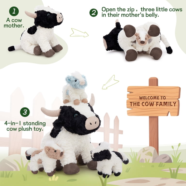 MorisMos 20.5'' Cow Stuffed Animals with 3 Plush Cow Toy - Walmart.com