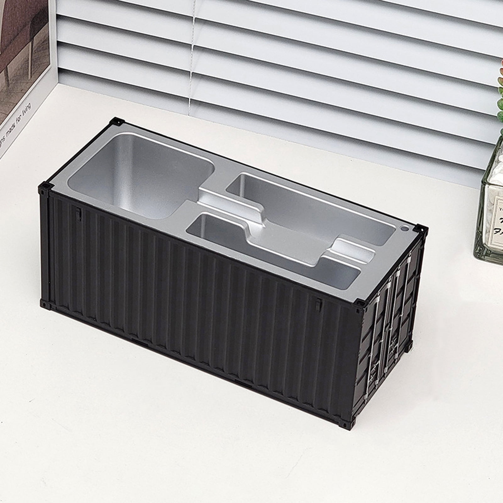 Shipping Container Storage Box Pencil Holder Desktop Pen Organizers with Business Name Card Holder for Pen Pencil Marker