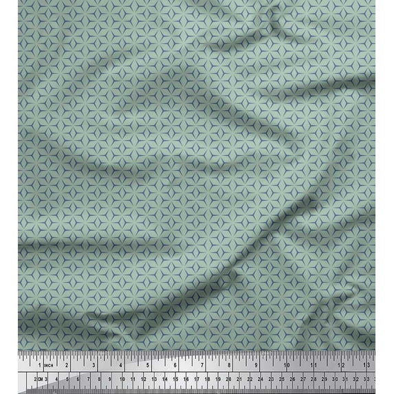 Soimoi Cotton Duck Fabric Geometric Small Printed Fabric 1 Yard 42 Inch Wide