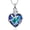 Steel/Blue, variant on Rose Flower Stone Love Heart Urn Pendant Cremation Jewelry for Ashes Keepsake Memory Necklace Women Elegant Beautiful Memorial Jewelry