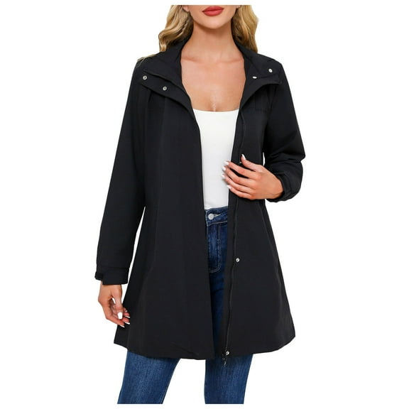 Women Lightweight Rain Long Jackets Packable With Hooded Outdoor Hiking Windbreaker Raincoats Travel
