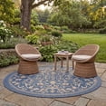 thumbnail image 3 of Safavieh Courtyard Nanda Botanical Indoor/Outdoor Area Rug, Blue/Natural, 7'10" x 7'10" Round, 3 of 13