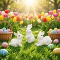 thumbnail image 6 of Set Of 3 Cute Easter Bunny Resin Figurines For Tabletop Decoration Spring Idyllic Outdoor Simulation Rabbit Decor For Home Party Favor 3Pc, 6 of 9