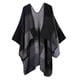 thumbnail image 4 of - Cárdigan con Capa de Poncho de Color a Cuadros para Mujer - Negro, Única Macarena Capa delantera abierta para poncho, 4 of 8