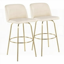 Cream Faux Leather & Gold Metal - 2-Pack Contemporary Barstools with Round Footrest by LumiSource