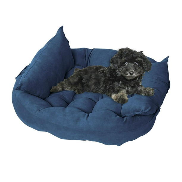 kusrkot Dog Bed for Small Medium Large Dogs Calming Cat Puppy Beds for Indoor Cats Washable Soft Sleeping Pet Bed Foldable Cushion Bed Blue S