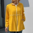 thumbnail image 2 of IROINNID Women's Mid-Length Zip Up Jacket Solid Color Long Sleeve Waterproof Outdoor Sports Casual Jacket, Yellow, 2 of 6