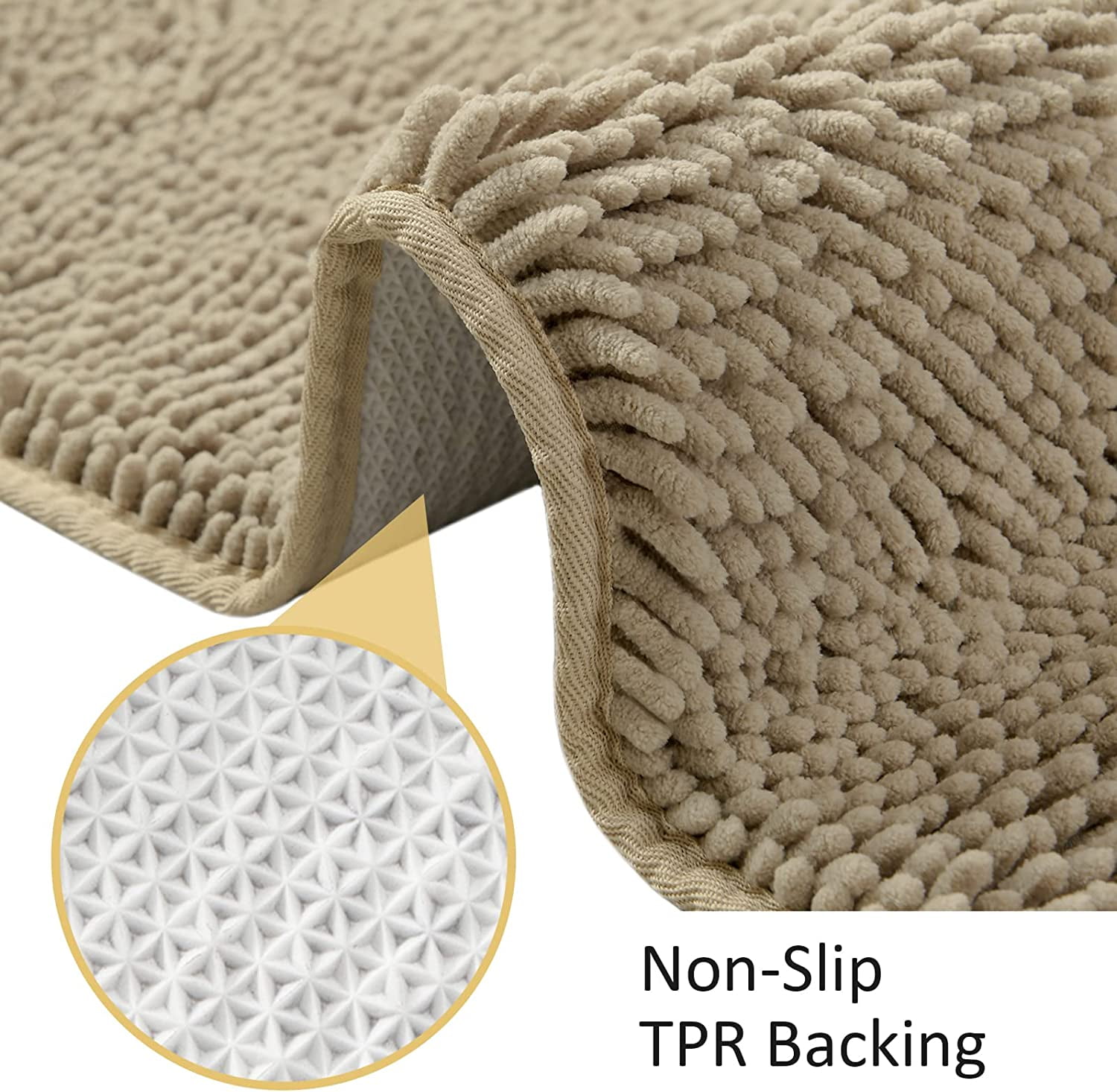 DweIke Indoor Door Mat Entryway Rug Chenille Doormat Machine Washable Doormat for Dog Paws,24"x36",Camel