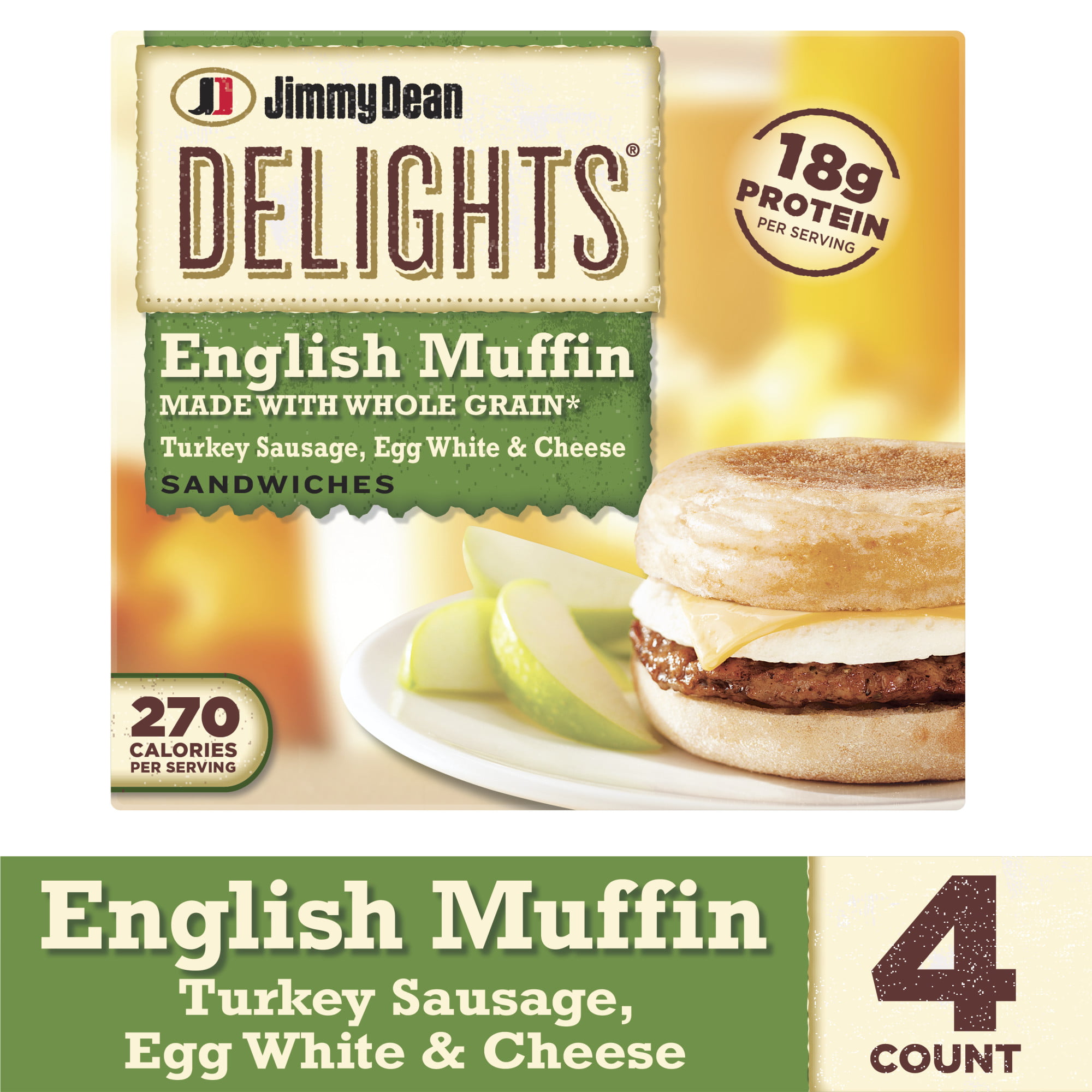 Jimmy Dean Delights Turkey Sausage Egg White Cheese English Muffin Sandwiches 4 Count Frozen Walmart Com
