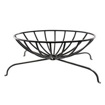 Achla Designs Minuteman International Oval Wrought Iron Basket Grate for Fireplace Logs, 32 Inch Long, Black