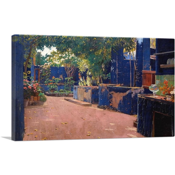 ARTCANVAS Blue Courtyard Canvas Art Print by Santiago Rusinol - Size: 26" x 18" (0.75" Deep)