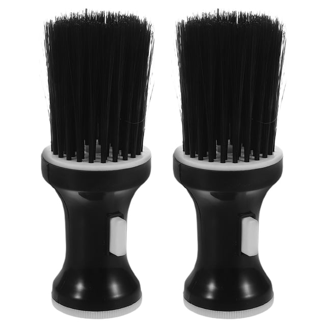 BESTYASH 2Pcs Barber Brush Kit Black Soft Bristles for Precise Neck Dusting and Hair Cleaning