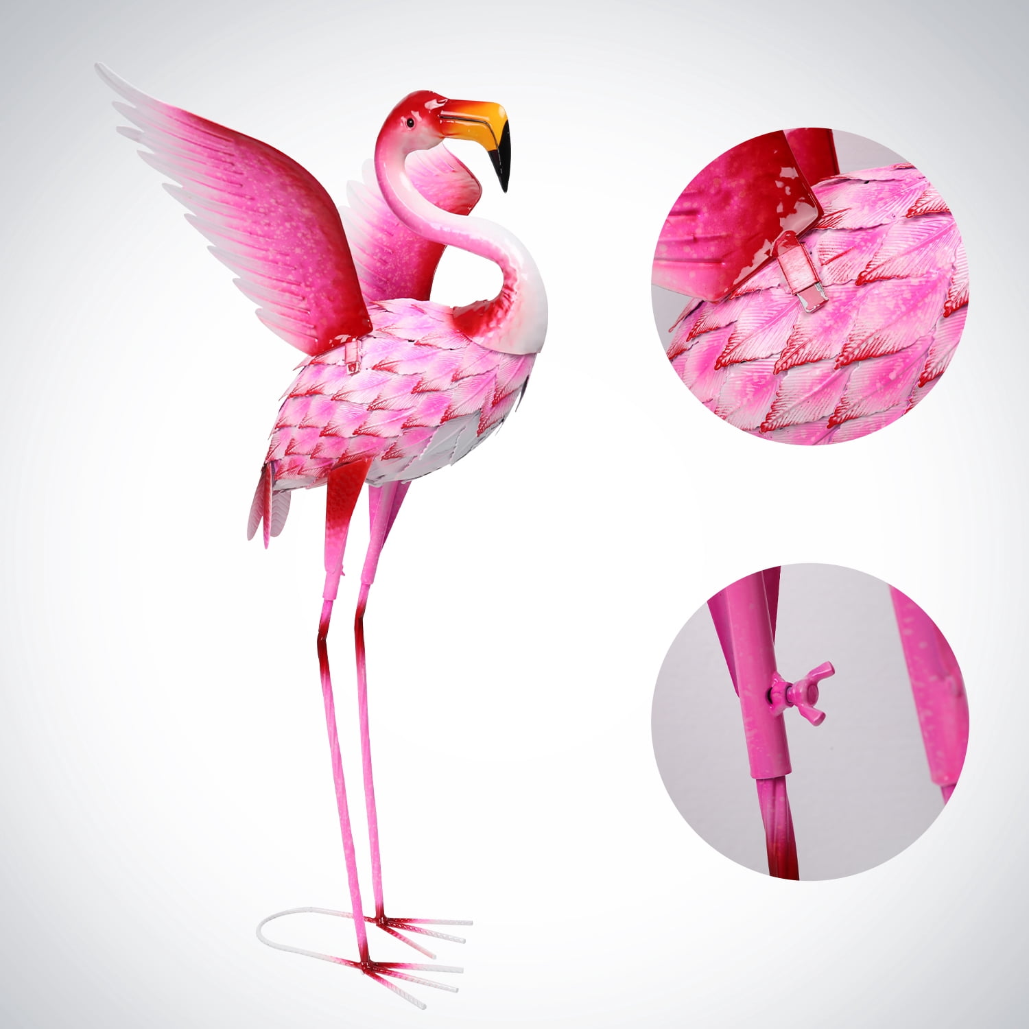 Garden Statues Flamingo Sculptures Metal Yard Art, Pink Bird Art Outdoor Backyard Decor Patio Lawn Porch Ornament Flamingo Yard Decoration