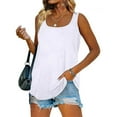 thumbnail image 2 of Tank Tops for Women Square Neck Sleeveless Vest Shirts Solid Color Casual Loose Comfy Summer Basic Blouses Tee, 2 of 8