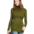 thumbnail image 3 of Made by Johnny Women's Long Sleeve Ribbed Turtleneck Pullover Sweater XL OLIVE, 3 of 6