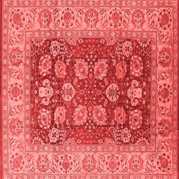 Ahgly Company Indoor Square Oriental Red Industrial Area Rugs, 3' Square