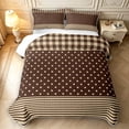 thumbnail image 2 of Manfei Vintage Plaid Twin Quilt Set,Cute Polka Dot Twin Coverlet Set,Brown Yellow,2-Piece,1 Bedspread and 1 Pillowcase, 2 of 7