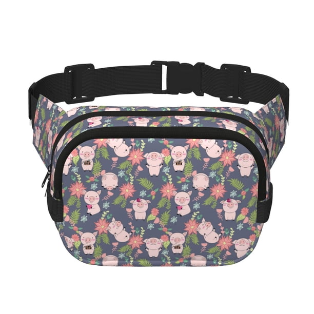 Disketp Pigs 1 Riñonera de Doble Capa, Bolsa de Cintura Ajustable para Viajes, Correr y Senderismo, Riñonera Ligera para Hombre y Mujer