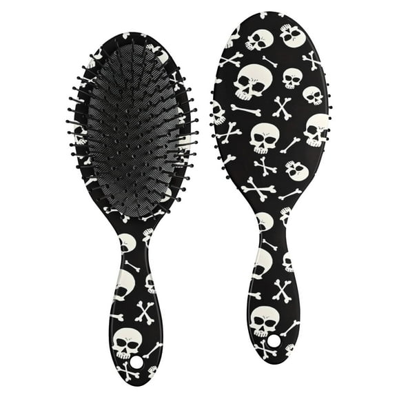Halloween Skull Crossbones Pattern Hair Brush,Girls Detangling Hair Brush,Glide Through Tangles with Ease for Wet & Dry Hair,8.8"X2.8"