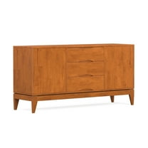 Simpli Home Harper 60 inch Wide Solid Hardwood Mid-Century Sideboard Buffet in Teak Brown