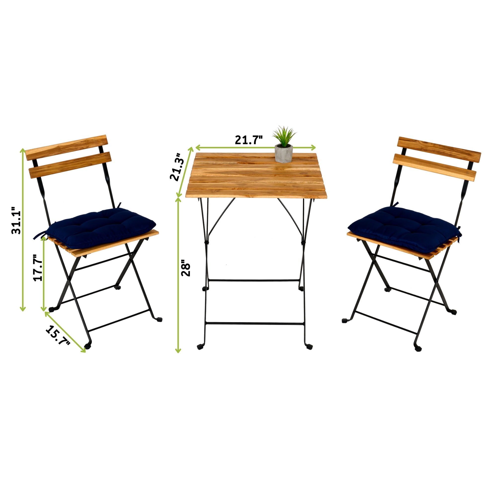 Anysun 3-Piece Patio Furniture Sets - Outdoor Wooden Folding Table 