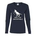 thumbnail image 2 of Wild Bobby, Unstoppable T Rex Funny, Pop Culture, Women Graphic Long Sleeve Tee, Navy, Large, 2 of 4