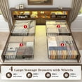 thumbnail image 5 of EnHomee King Size Bed Frame with 4 Storage Drawers Platform Bed Frame metal with Headboard and Storage Framhouse Bed Frame with LED Lights & Charge Station, Brown, 5 of 9