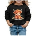 thumbnail image 2 of Christmas Sweatshirts for Girl 2025 Long Sleeve Crewneck Cute Highland Cow Western Country Sweatshirt Pullover Tops, 2 of 5