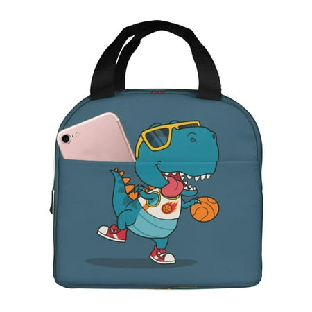 Insulated Lunch Bag for Women Men - Basketball Dinosaur Play Leakproof Cooler Lunch Box for Women Men  Lunch Tote Bags for Work School Picnic Travel