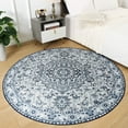 thumbnail image 3 of Junovo Round Boho Rug Vintage Area Rug Persian Carpet for Living Room.Bedroom,Blue,5'x5', 3 of 7