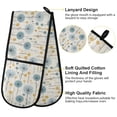 thumbnail image 4 of Dailycode Double Sided Oven Mitt with Loop Heat Resistant Kitchen Long Potholders 7" x 35" Blue and Yellow Dandelion, 4 of 6