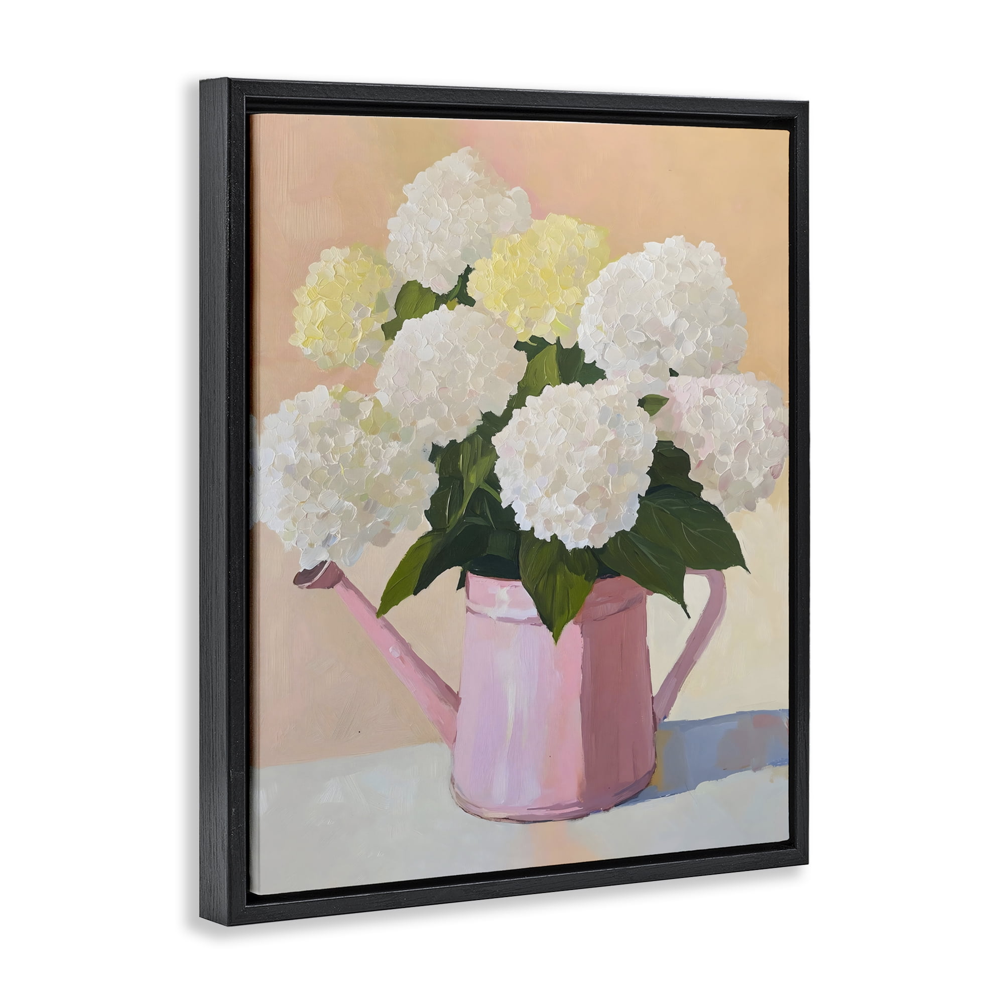 Stupell Industries Hydrangeas in Watering Can Black Framed Floater Canvas Wall Art, design by The Prints Vibe