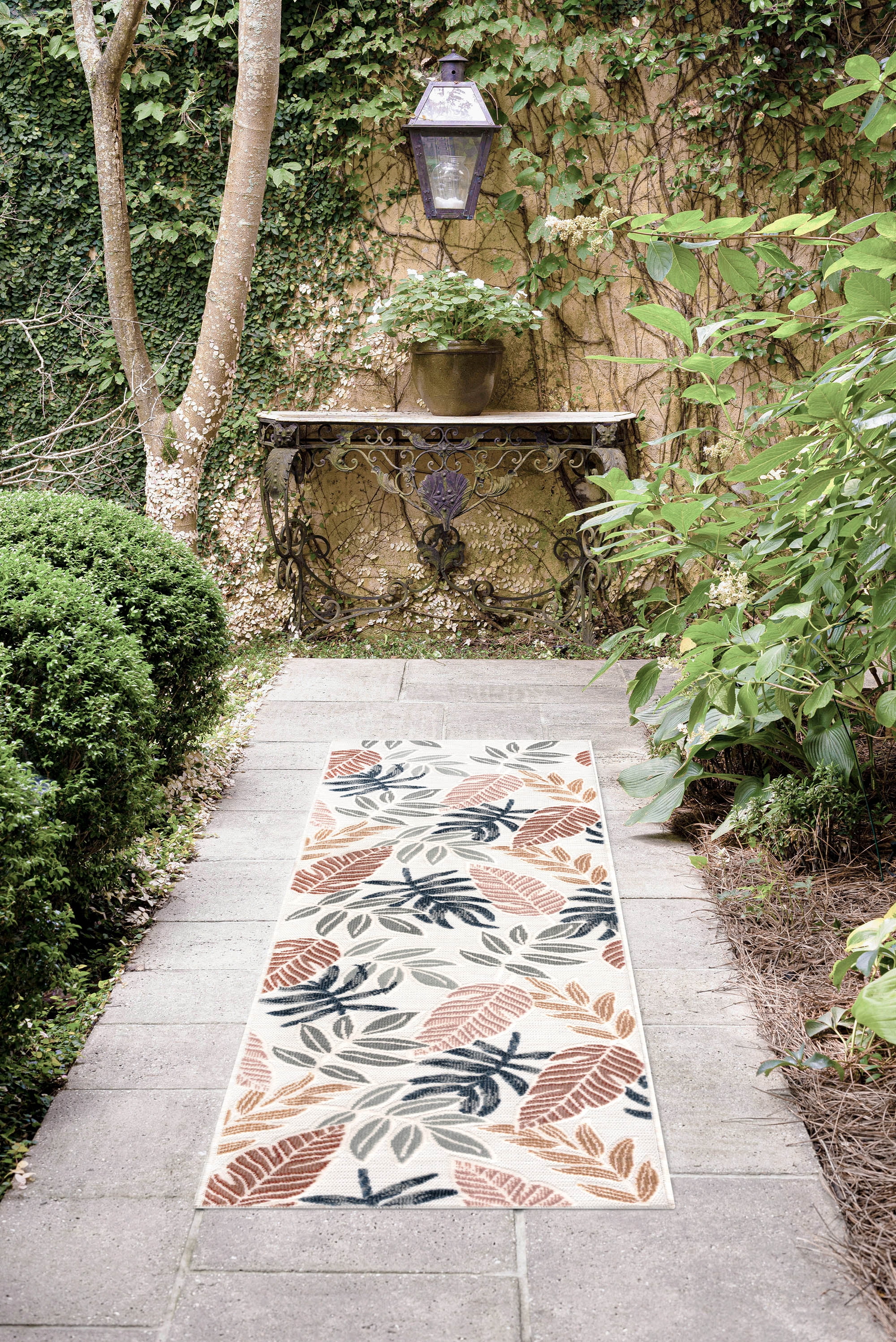 2x8 Water Resistant, Indoor Outdoor Runner Rugs for Patios, Hallway, Entryway, Deck, Porch, Balcony or Kitchen | Outside Area Rug for Patio | Multi-Color, Floral | Size: 2'2'' x 7'3''