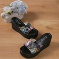 thumbnail image 4 of Lovskoo 2024 Women's Wedge Slipper Open Toe Summer Floral Platform Solid Color Floral Wedge Sandals Black, 4 of 6