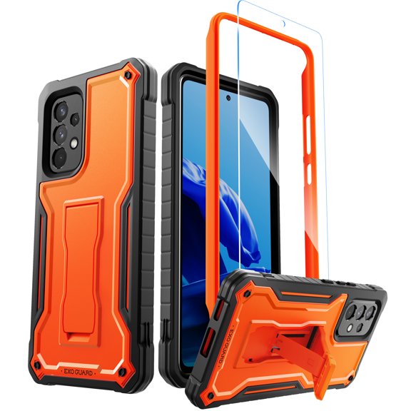 ExoGuard For Samsung Galaxy A53 Case, Phone Case with Screen Protector and Kickstand (Orange)