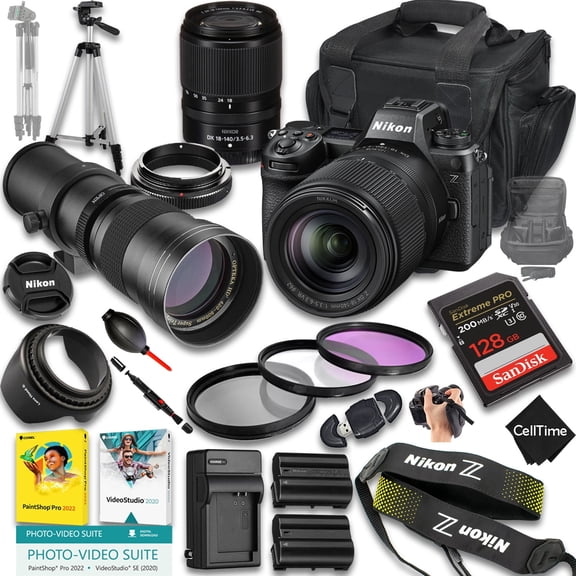 Nikon Z6 III Mirrorless Camera with Z DX 18-140mm f/3.5-6.3 VR And 420-800mm f/8 Manual Super HD Telephoto Lens   128 GB Memory   Extra Battery   Camera Case   More (23pc Bundle)