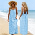 thumbnail image 2 of Omexry Beach Dresses for Women Summer Dress for Women Fashion Sleeveless Backless Cami Dresses Spaghetti Strap Flowy Long Sundress withback Sky Blue XL, 2 of 9