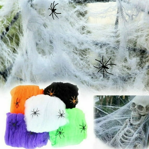KARLSITEK 6Pack Spider Webs Halloween Decorations with 12 Fake Spiders, Cobwebs Halloween Decorations Indoor and Outdoor Party Supplies,Black